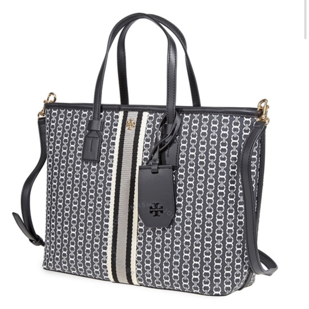 Tory Burch Gemini Ladies Black Canvas Tote Bag brand new